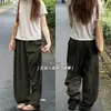 Pantalones de Lino Tencel Verde Té con Dobladillo Curvo para Mujer, Nuevo Estilo Verano 2026, Petite Cintura Alta Adelgazantes Casuales Rectos de Pierna Ancha