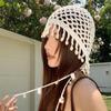 Estilo Bohemio Tejido a Mano Calado Capucha Capucha para Mujer Primavera y Verano Estilo Étnico Cara Pequeña Borla Suéter Sombrero