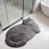 Tapete de Absorção de Água para Banheiro Gato Desenho Animado Formato Irregular de Lama Diatomácea Tapete Resistente ao Desgaste Antiderrapante Tapete de Banheiro