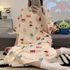 Camisón de niña de manga corta estilo coreano de dibujos animados ropa de casa de estudiante verano pijama delgado talla grande vestido largo por encima de la rodilla