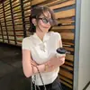 Tienda Insignia Shanghai Dan Nong/Camiseta de Manga Corta con Cuello Polo Lao Qian Feng para Mujer, Verano, Petite, Gama Alta, Cuello Solapa Simple