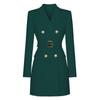 Moda Outono Inverno 2025 Nova Moda Outono Xadrez Estilo Coreano Cinto Manga Longa Slim-fit Elegante Traje de Trabalho Vestido Mulheres