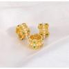 Color oro mate de 18 quilates, cuentas de circonita incrustada que conservan el color, cuentas espaciadoras de agujero grande, cuentas de rueda para pulsera DIY hecha a mano, cuentas de transferencia, material