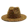 Sombrero Fedora Negro con Estampado de Leopardo para Mujer Transfronterizo Sombrero de Jazz para Hombre Sombrero de Copa de Primavera para Mujer Sombrero de Jugador Sombrero de Ala Ancha