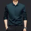 Camisa Blanca de Manga Larga para Hombre de Gama Alta Tallas Grandes Estilo Coreano Camisa Casual de Moda Camisa de Alta Elasticidad para Hombre Sin Planchar
