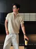 Camisa polo, camisa de punto, camiseta de manga corta para hombre, con cuello camisero, rayas caladas, estilo old money, verano, venta al por mayor de fábrica transfronteriza