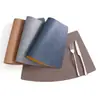 Porta-copos com Padrão de Couro de Vaca em Formato de Ventilador de Mesa Redondo Feito Sob Medida Porta-copos de Couro Estilo Ins À Prova d'Água Resistente a Óleo Resistente a Altas Temperaturas Tapete de Isolamento Térmico