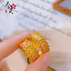 Anel Dourado Estilo Loja de Ouro Areia Dourada Flor Antiga Design de Nicho Anel Luz Luxo Moda Aberto Versátil Joia