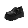 Sapatos com Salto Plataforma de 7cm para Mulheres Baixas, Sapatos Mary Jane de Couro Genuíno, Mocassins, Sapatos de Salto Único