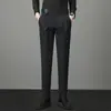 Roupa Masculina Fengshe / Nova Calça Casual Masculina de Dobra Dupla para Primavera e Outono Calças Longas de Negócios Casuais da Moda para Jovens