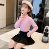 [em estoque] Suéter Feminino Primavera e Outono Novo Suéter Espesso com Borda de Orelha Estilo Coreano para Bebês Meninas