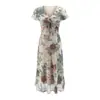 Vestido de Verano 2026 Estilo Nuevo Cuello en V Estilo Bohemio Corte Ajustado Vestido con Estampado Floral de Rosas