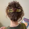 Pinza para el pelo de flor de punto de felpa de alta gama para otoño e invierno, pasador no irritante para la parte trasera de la cabeza, pinza de garra