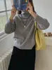 Suéter de cuello alto estilo perezoso para mujer, 100% lana pura, suéter de lana para otoño e invierno, suéter holgado para capas interiores, tejido de punto pullover
