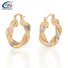 Brincos Femininos Modernos Transfronteiriços Retro Cobre Dourado Grande Círculo Torcido Círculo 25mm Brincos Atacado