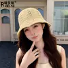 Sombrero de Pescador de Punto Delgado Hueco para Primavera y Verano para Mujer, Moda de Sombrero de Pescador Transpirable para Exteriores con Protección Solar para Vacaciones en la Playa