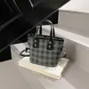 Bolso de Cubo Casual de Nicho de Moda para Mujer Versátil Nuevo Retro Cuadros Moda Bolso de Hombro Cruzado