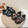 Mocasines de Encaje con Lazo para Niñas 2026 Nuevo Estilo Británico Retro Primavera/Otoño Zapatos de Cuero Mary Jane de Suela Gruesa