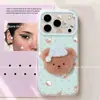 Adecuado para funda de iPhone 17 Pro Max, diseño nuevo y creativo, oso divertido de gorro de dormir verde menta