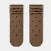Meias de seda e lã com bolinhas francesas estilo slouch para outono e inverno, meias de cano médio para mulheres, 7A antibacterianas e resistentes a odores, indústria de meias de Zhuji
