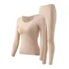 Ropa interior térmica seamless para Otoño e Invierno, para realzar la piel de la mujer, con copas fijas, no necesita usar sujetador, Set de Ropa de Otoño y Pantalones Largos para Mujer