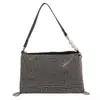 Bolsa de Pedraria Feminina 2023 Nova Moda Simples Brilhante Diamante Corrente de Ombro Transversal Bolsa Quadrada Pequena Estilo Western Versátil