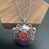 Collar con colgante de gato de la suerte esmaltado con filamento hueco y monedero sencillo a la moda para mujer, estilo palaciego, nuevo estilo nacional, joyería combinable.