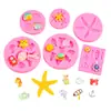 Conjunto Série Oceano Molde de Silicone para Bolo de Fondant Ferramentas de Confeitaria de Chocolate DIY Molde de Argila Ultraleve