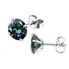 Brincos de tarracha 316 de aço inoxidável com quatro garras e zircônia cintilante para mulheres, brincos cravejados de diamantes, joias simples de tarracha para cartilagem da orelha