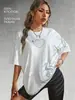 Sitio Independiente de Talla Europea Transfronteriza Camiseta de Algodón Venta Caliente de Verano Nueva Camiseta de Manga Corta con Cuello Redondo y Estampado Floral Retro