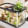 Tanque de Peces Transparente Grande de Alta Definición, Tanque para Peces Dorados, Tanque Ecológico de Escritorio para Observación de Peces, Adorno Decorativo, Acuario Grande para Tortugas para Cuidado de Tortugas