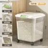 Contenedor de almacenamiento para comida de gato, recipiente sellado para comida de perro con tapa, caja de almacenamiento transparente a prueba de insectos y humedad para comida liofilizada de mascotas, con ruedas