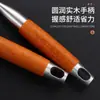Espátula de Aço Inoxidável 304 Espátula para Saltear Cabo de Madeira de Pera Pá para Saltear Doméstica Concha para Sopa Espátula para Fritar Colher Escumadeira Conjunto de Utensílios de Cozinha