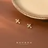 Pendientes de Cruz de Plata S925 Nalan Estilo K Sencillos Pequeños Frescos Elegantes Modernos Joyería para Orejas de Mujer M00222