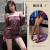 Atrevido y Atractivo Morado Espalda Descubierta Un Hombro Manga Larga Ajustado Uniforme Lencería Sexy para Provocar y Seducción
