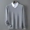 Suéter para Hombre de Cuello en V Grueso de Punto Polar Andy Pulóver Manga Larga Otoño Invierno Nuevo Casual de Negocios Capa Base Talla Grande
