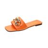 Sandalias planas de suela gruesa con puntera cuadrada y cadena para mujer, talla grande, de comercio exterior, para verano, al aire libre, puntera cuadrada, estilo perezoso, transfronterizas, de playa
