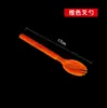 Garfo de Fruta Plástico Descartável Cabo Longo Garfo Americano Colher Bolo Mingau Takeaway Salada Colher de Sopa Embalagem Separada