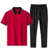 Traje de Verano para Hombre de Manga Corta, Traje de Negocios Estilo Deportivo Casual, Pantalones Largos para Hombre, Camisa Polo con Solapa, Moderno y a la Moda