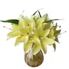 Flores Simuladas 8 Cabezas de Lirios Flores Artificiales de Rama Alta de Alta Calidad Adornos para Decoración de Interiores del Hogar Bodas Arreglo Floral