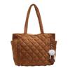 Bolso de lona de algodón con diseño rómbico para mujer, bolso de mano de gran capacidad para otoño e invierno, novedad de 2024, bolso de mano de clase alta para todo tipo de ocasiones.