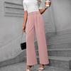 Moda Otoñal Europea y Americana Transfronteriza para Mujer, Pantalones Largos de Pierna Recta Sueltos de Cintura Alta y Pierna Ancha para Ir al Trabajo