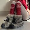 Calcetines apilados de pierna de moda, cálidos, gruesos y modernos, de punto nórdico, estilo vintage coreano, con copos de nieve, para otoño e invierno, de Fall Island