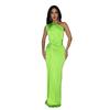 K10742 Fonte Transfronteiriça Amazon Moda Europeia e Americana Feminina 24 Novo Cor Sólida Gola Assimétrica Sem Mangas Slim Fit Vestido