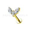 Pendientes de Labio de Titanio F136 Incrustados con Circonita Marquesa Multicolores Simples de Aleación de Titanio G23 Joyería para Perforación Cabeza Al Por Mayor