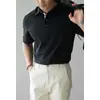 Algodón de Nube Negocios Seda de Hielo Fresca Manga Corta Camisa Polo Hombre Verano 2025 Nuevo Hebilla Cosida a Mano Informal de Viaje Superior