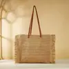 Nova Bolsa de Ombro Tecida de Grande Capacidade Estilo Ins, Bolsa Tecida Versátil, Bolsa de Axila Estilo Férias, Bolsa de Compras, Bolsa de Praia