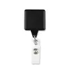 Porta-crachá retrátil quadrado de ABS com cordão retrátil e clipe para crachás de identificação