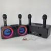 Caixa de Som Bluetooth para Desktop Sd218 Alto-falante Duplo Microfone Sem Fio Karaoke Doméstico Tudo-em-Um Cartão de Áudio Luz Colorida LED