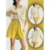 Pijama de Lã para Atuar Feminino Verão Feminino Manga Curta com Bojo Peça Única Feminina Terno Roupas de Casa Macias Verão